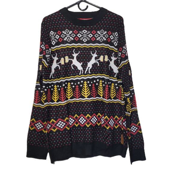 Tipsy Elves Men's Christmas‎ Holiday Sweater Reindeer Beer Size Large - Picture 1 of 8